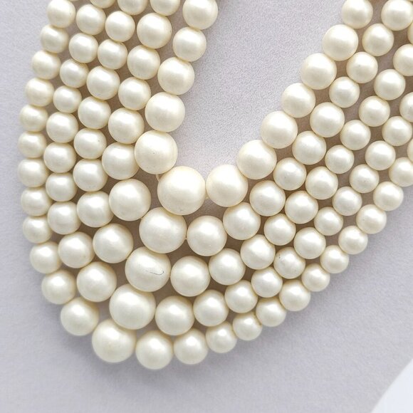 Vintage Multi-Strand Faux Pearl Necklace With Silver-Tone Bow Clasps Japan - Picture 3 of 7